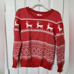Old Navy Red Knit Nordic Christmas Sweater